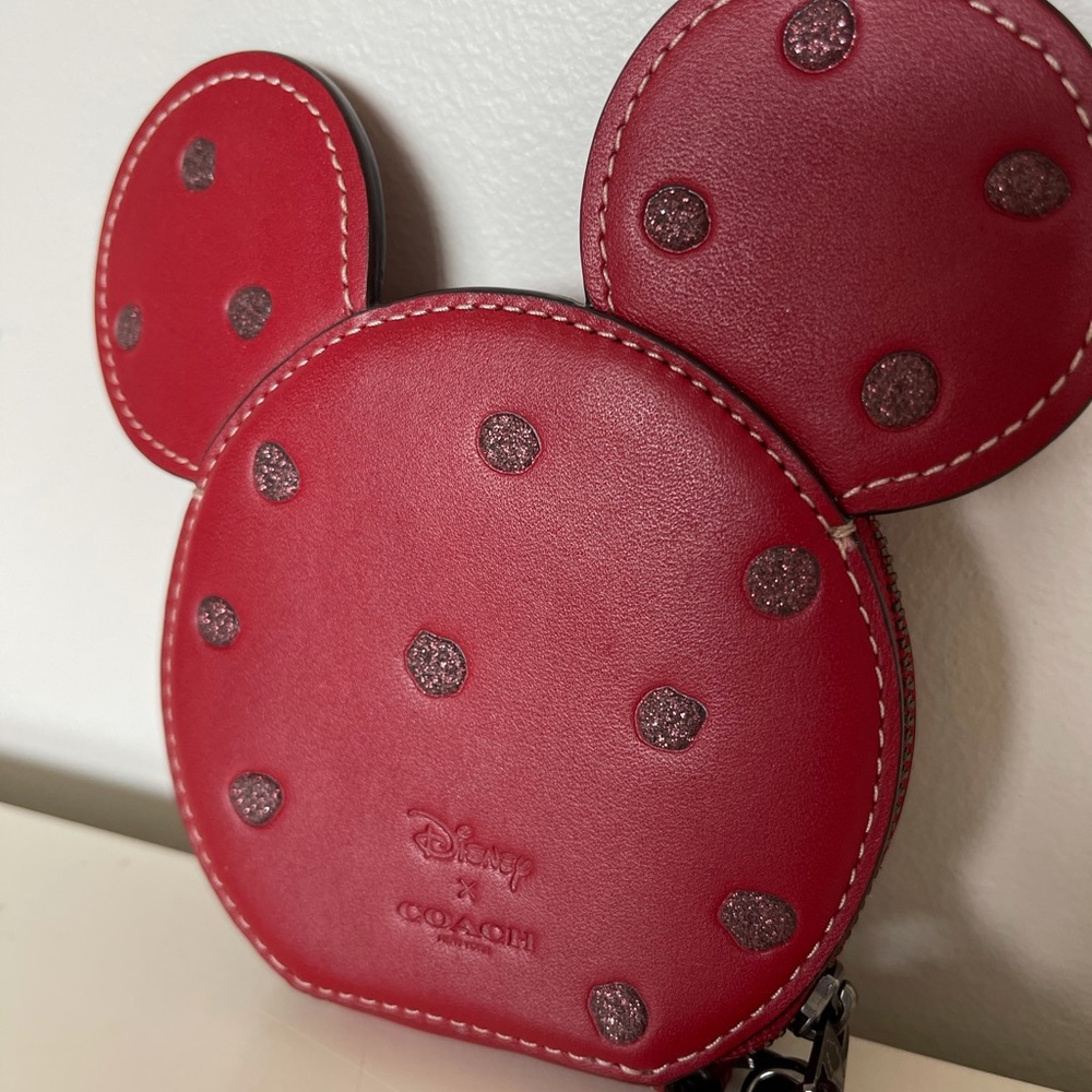DISNEY x COACH Minnie Mouse Coin Purse In Red